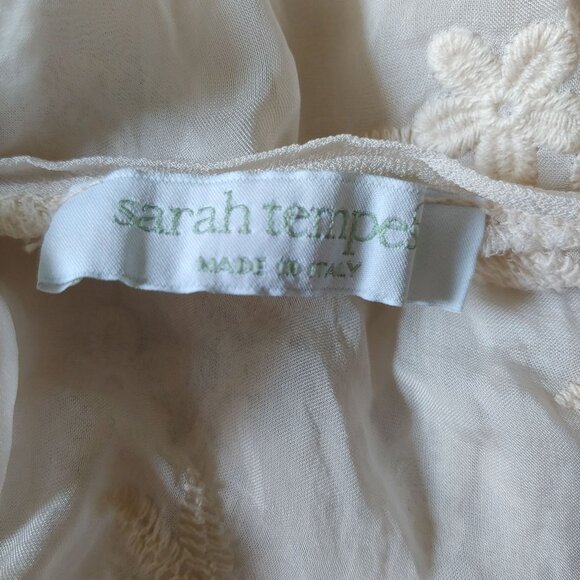 Sarah Tempest Sheer Silk Embroidered Floral Design Delicate Short Sleeve Top - Picture 11 of 11